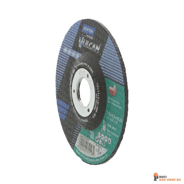 nortonschleifmittel/NORTON_schleifmittel_66252925500 Depressed center cutting off wheel Angle Grinder Norton VULCAN STONE 115x3.2x22.2_146684